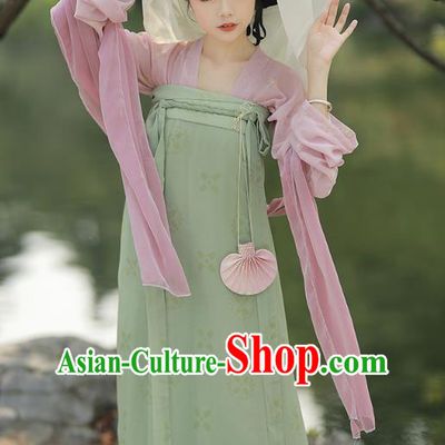 China Traditional Tang Dynasty Village Girl Historical Costume Ancient Country Lady Hanfu Clothing
