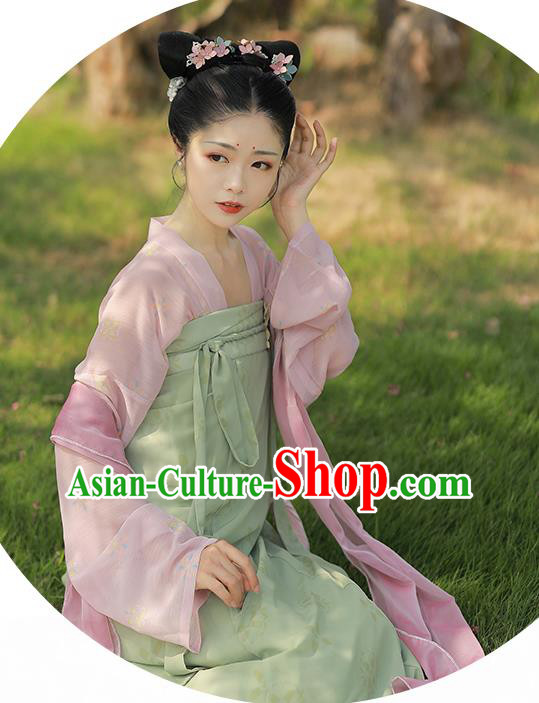 China Traditional Tang Dynasty Village Girl Historical Costume Ancient Country Lady Hanfu Clothing China Traditional Tang Dynasty Village Girl Historical Costume Ancient Country Lady Hanfu Clothing