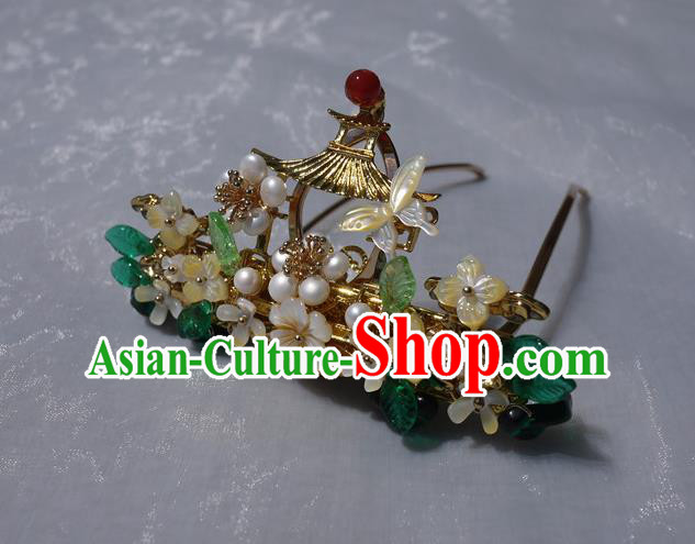 China Traditional Ming Dynasty Pearls Hairpin Handmade Ancient Princess Shell Hair Crown China Traditional Ming Dynasty Pearls Hairpin Handmade Ancient Princess Shell Hair Crown