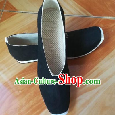 Chinese Ancient Taoist Black Cloth Shoes Traditional Song Dynasty Scholar Strong Cloth Soles Shoes for Men