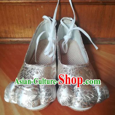 China Hanfu Shoes Classical White Brocade Shoes Traditional Tang Dynasty Princess Shoes
