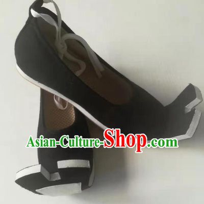 Chinese Han Dynasty Men Shoes Handmade Classical Black Cloth Shoes Traditional Hanfu Shoes