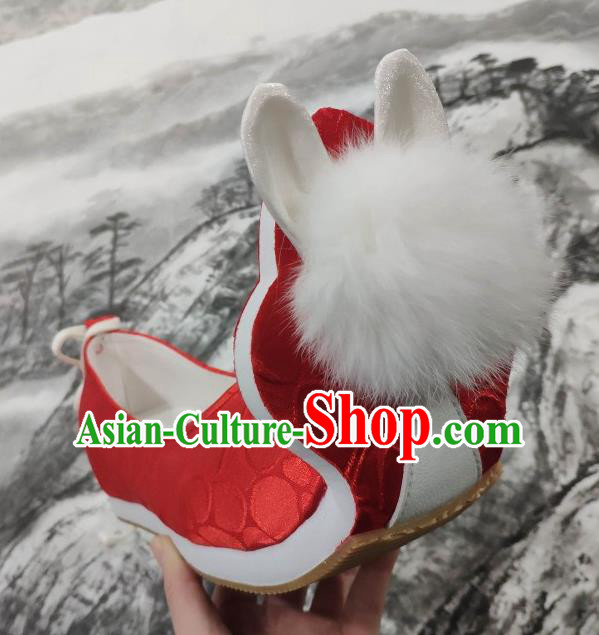 China Classical Red Brocade Shoes Hanfu Venonat Rabbit Shoes Traditional Tang Dynasty Princess Shoes China Classical Red Brocade Shoes Hanfu Venonat Rabbit Shoes Traditional Tang Dynasty Princess Shoes