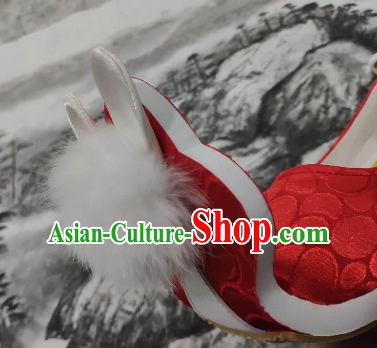 China Classical Red Brocade Shoes Hanfu Venonat Rabbit Shoes Traditional Tang Dynasty Princess Shoes China Classical Red Brocade Shoes Hanfu Venonat Rabbit Shoes Traditional Tang Dynasty Princess Shoes