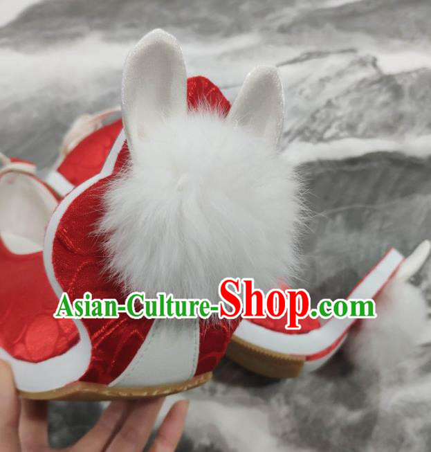 China Classical Red Brocade Shoes Hanfu Venonat Rabbit Shoes Traditional Tang Dynasty Princess Shoes China Classical Red Brocade Shoes Hanfu Venonat Rabbit Shoes Traditional Tang Dynasty Princess Shoes