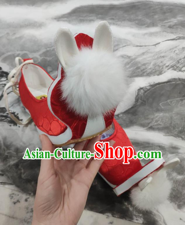 China Classical Red Brocade Shoes Hanfu Venonat Rabbit Shoes Traditional Tang Dynasty Princess Shoes China Classical Red Brocade Shoes Hanfu Venonat Rabbit Shoes Traditional Tang Dynasty Princess Shoes