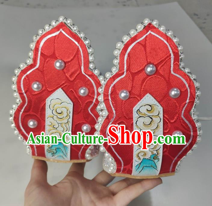 China Traditional Tang Dynasty Princess Shoes Classical Red Brocade Shoes Hanfu Pearls Shoes China Traditional Tang Dynasty Princess Shoes Classical Red Brocade Shoes Hanfu Pearls Shoes