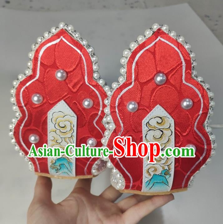 China Traditional Tang Dynasty Princess Shoes Classical Red Brocade Shoes Hanfu Pearls Shoes China Traditional Tang Dynasty Princess Shoes Classical Red Brocade Shoes Hanfu Pearls Shoes