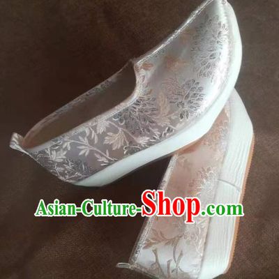China Champagne Satin Shoes Handmade Hanfu Shoes Traditional Ming Dynasty Princess Shoes Brocade Shoes