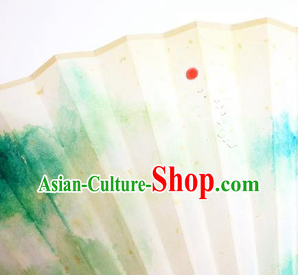 China Handmade Paper Accordion Traditional Folding Fan Classical Landscape Painting Fan China Handmade Paper Accordion Traditional Folding Fan Classical Landscape Painting Fan