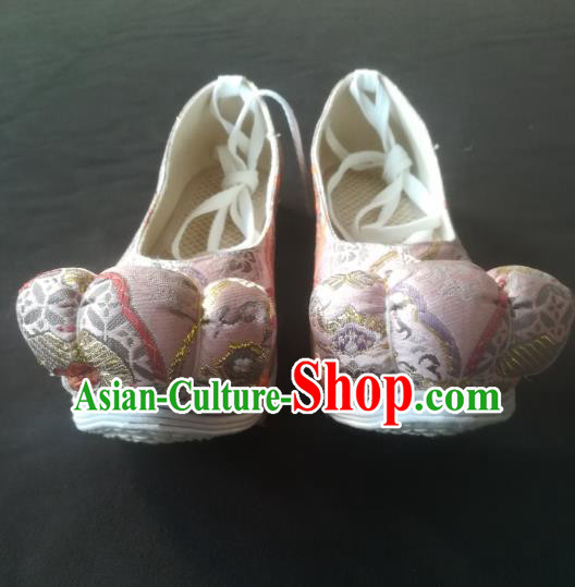 China Handmade Pink Brocade Shoes Traditional Ancient Tang Dynasty Princess Shoes Hanfu Shoes China Handmade Pink Brocade Shoes Traditional Ancient Tang Dynasty Princess Shoes Hanfu Shoes
