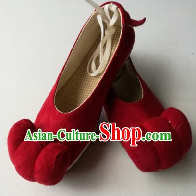 China Handmade Wedding Shoes Ancient Princess Hanfu Shoes Traditional Song Dynasty Red Flax Shoes