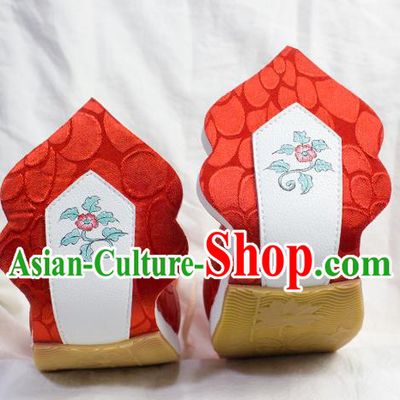 China Hanfu Wedding Shoes Traditional Tang Dynasty Princess Shoes Classical Red Brocade Shoes