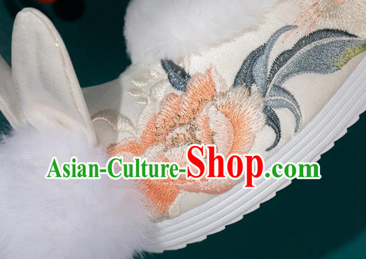 China Traditional Embroidered Hanfu Shoes Ming Dynasty Princess Shoes Classical Beige Brocade Shoes China Traditional Embroidered Hanfu Shoes Ming Dynasty Princess Shoes Classical Beige Brocade Shoes