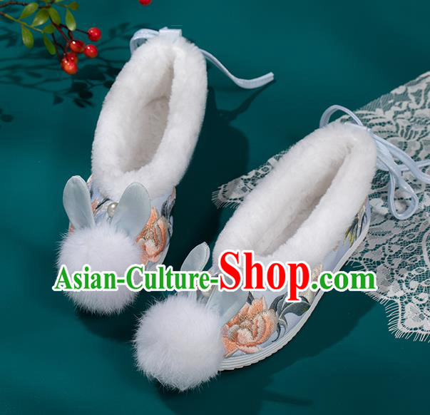 China Ming Dynasty Princess Shoes Classical Blue Brocade Shoes Traditional Embroidered Hanfu Shoes China Ming Dynasty Princess Shoes Classical Blue Brocade Shoes Traditional Embroidered Hanfu Shoes