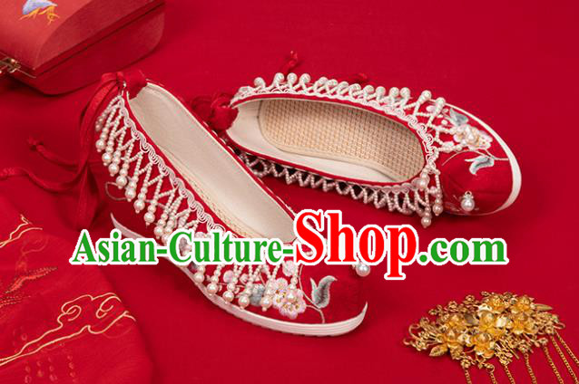 China Classical Embroidered Shoes Hanfu Bow Shoes Traditional Wedding Red Cloth Shoes China Classical Embroidered Shoes Hanfu Bow Shoes Traditional Wedding Red Cloth Shoes