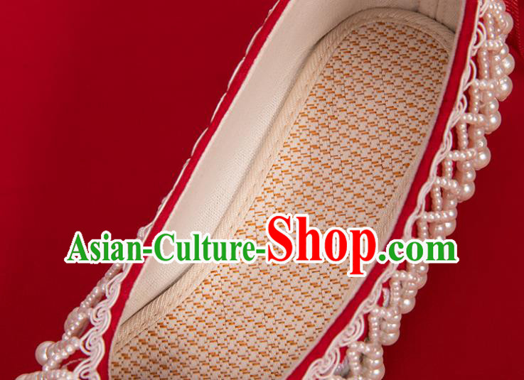 China Classical Embroidered Shoes Hanfu Bow Shoes Traditional Wedding Red Cloth Shoes China Classical Embroidered Shoes Hanfu Bow Shoes Traditional Wedding Red Cloth Shoes