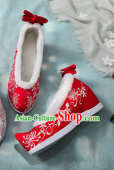 China Traditional Embroidered Manjusaka Shoes Ming Dynasty Hanfu Shoes Classical Red Cloth Shoes China Traditional Embroidered Manjusaka Shoes Ming Dynasty Hanfu Shoes Classical Red Cloth Shoes
