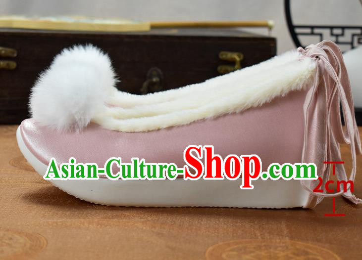 China National Pink Cloth Shoes Winter Venonat Shoes Traditional Hanfu Shoes China National Pink Cloth Shoes Winter Venonat Shoes Traditional Hanfu Shoes