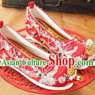 China Wedding Shoes Women Shoes National Embroidered Red Cloth Shoes Traditional Hanfu Shoes