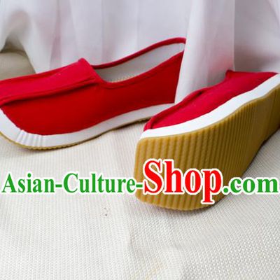 Chinese Ancient Scholar Shoes Handmade Red Cloth Shoes Traditional Song Dynasty Taoist Shoes