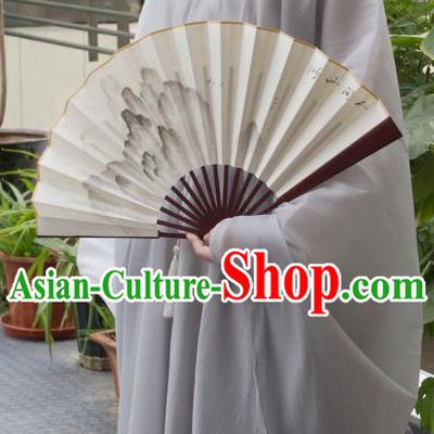 China Handmade Ink Painting Landscape Accordion Traditional Folding Fan Classical Silk Fan