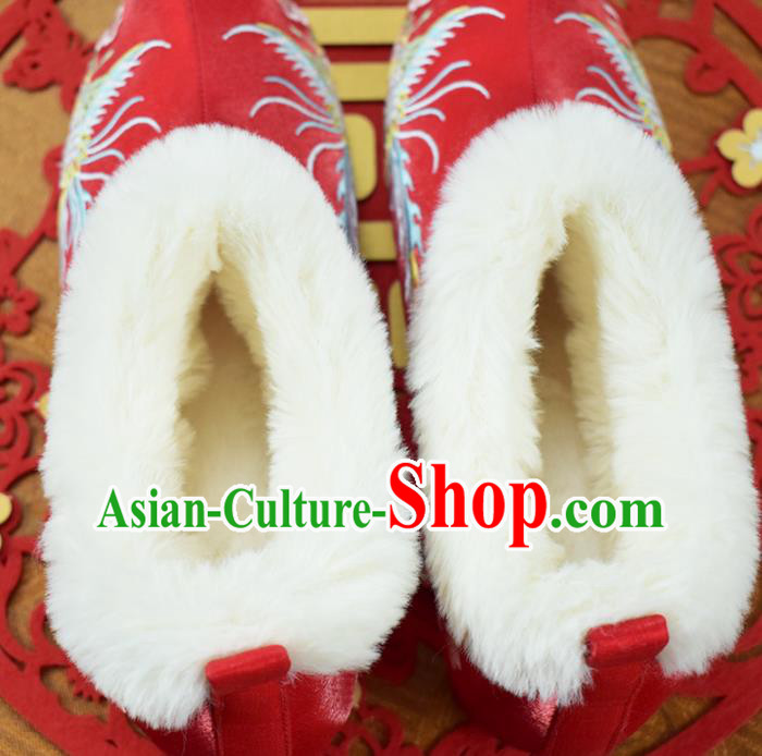 China National Embroidered Phoenix Shoes Red Cloth Shoes Traditional Wedding Shoes China National Embroidered Phoenix Shoes Red Cloth Shoes Traditional Wedding Shoes