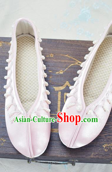 China Traditional Hanfu Shoes Pink Satin Shoes National Women Shoes China Traditional Hanfu Shoes Pink Satin Shoes National Women Shoes