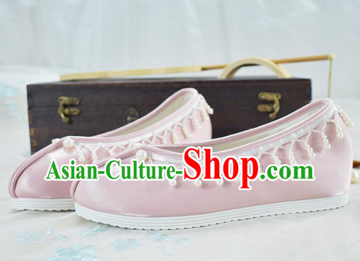 China Traditional Hanfu Shoes Pink Satin Shoes National Women Shoes China Traditional Hanfu Shoes Pink Satin Shoes National Women Shoes