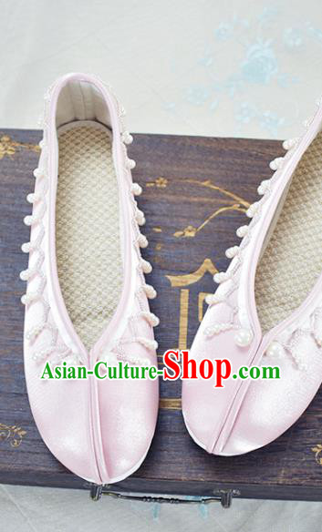 China Traditional Hanfu Shoes Pink Satin Shoes National Women Shoes China Traditional Hanfu Shoes Pink Satin Shoes National Women Shoes