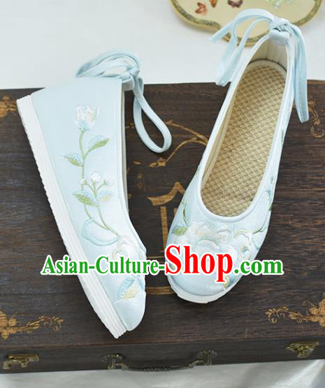 China Women Shoes Traditional Hanfu Shoes Embroidered Peony Shoes National Light Blue Cloth Shoes China Women Shoes Traditional Hanfu Shoes Embroidered Peony Shoes National Light Blue Cloth Shoes