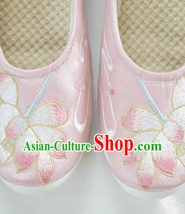 China Traditional Embroidered Lotus Shoes National Shoes Women Pink Satin Shoes China Traditional Embroidered Lotus Shoes National Shoes Women Pink Satin Shoes