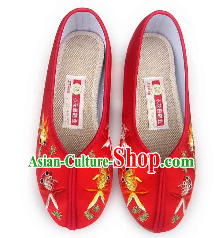 China Embroidered Red Satin Shoes Traditional Wedding Shoes National Women Shoes China Embroidered Red Satin Shoes Traditional Wedding Shoes National Women Shoes