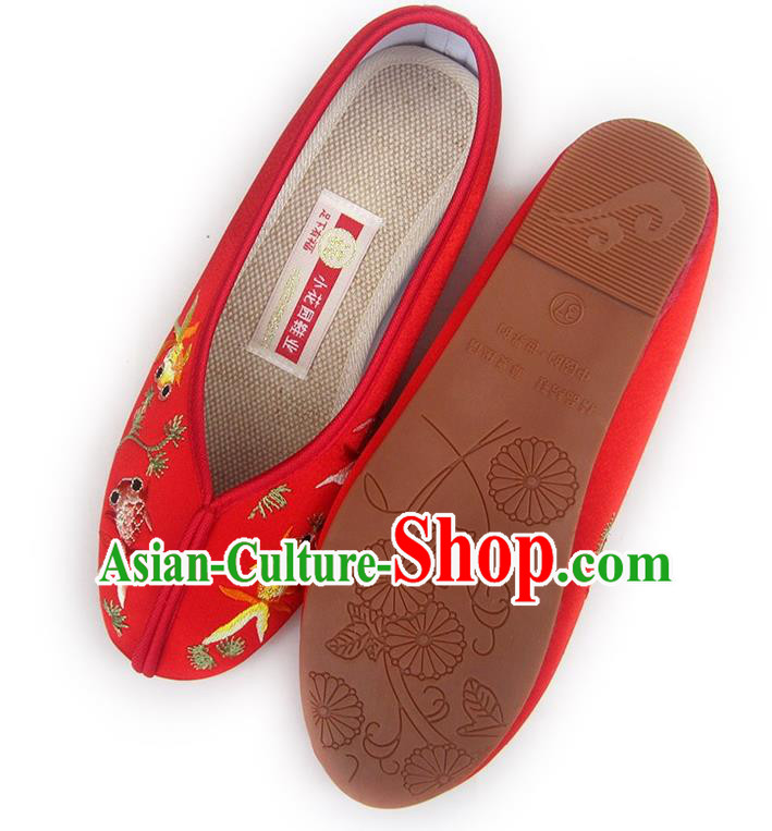 China Embroidered Red Satin Shoes Traditional Wedding Shoes National Women Shoes China Embroidered Red Satin Shoes Traditional Wedding Shoes National Women Shoes
