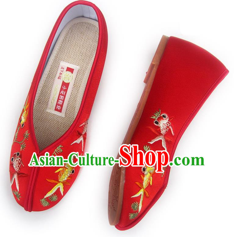 China Embroidered Red Satin Shoes Traditional Wedding Shoes National Women Shoes China Embroidered Red Satin Shoes Traditional Wedding Shoes National Women Shoes
