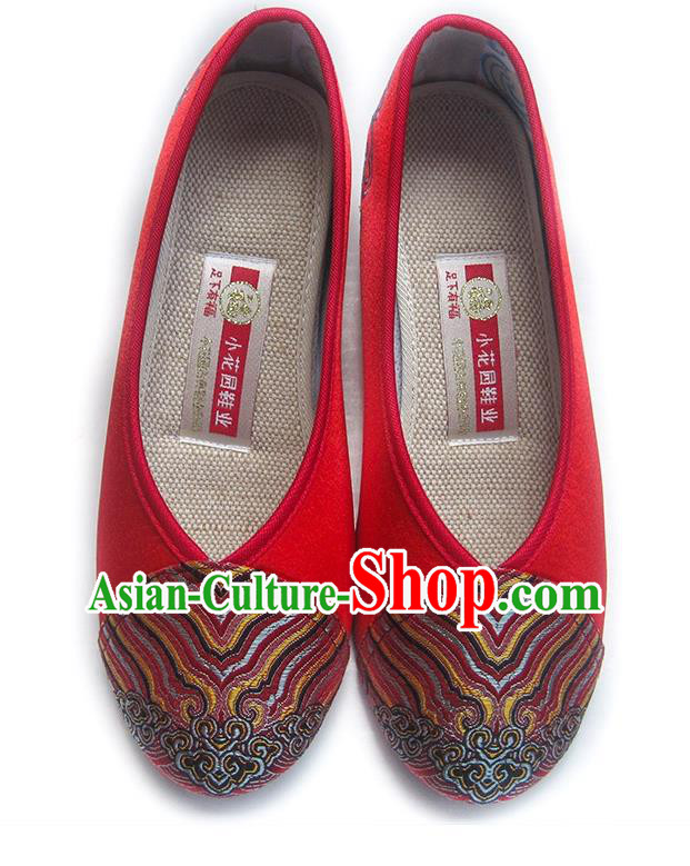 China Traditional Bride Shoes National Women Shoes Embroidered Red Satin Shoes China Traditional Bride Shoes National Women Shoes Embroidered Red Satin Shoes