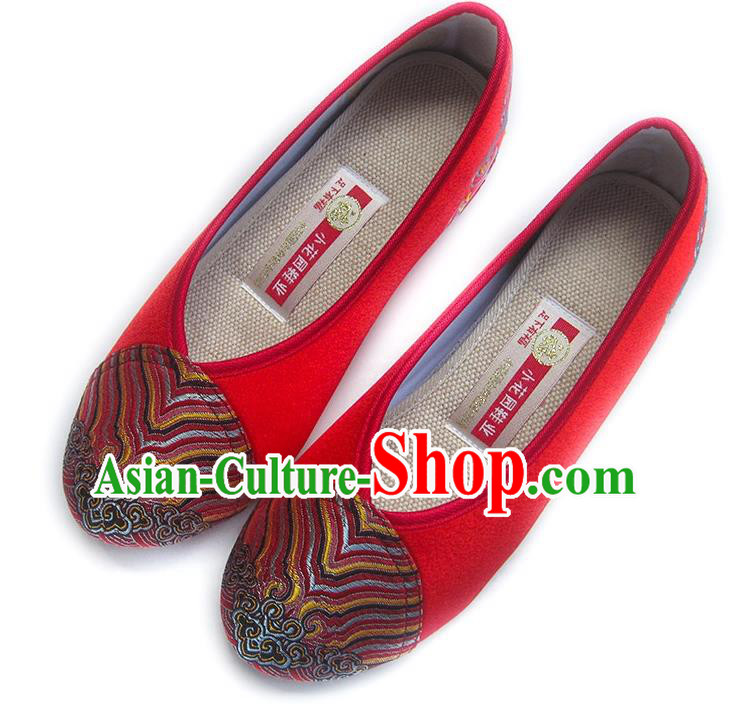 China Traditional Bride Shoes National Women Shoes Embroidered Red Satin Shoes China Traditional Bride Shoes National Women Shoes Embroidered Red Satin Shoes