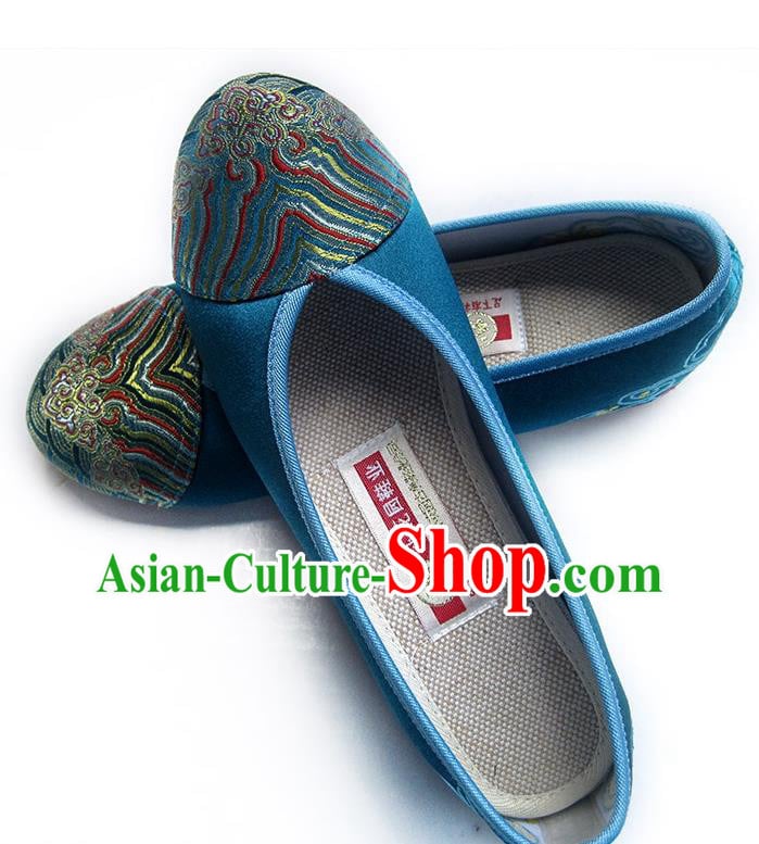 China National Women Shoes Embroidered Blue Satin Shoes Traditional Wedding Bride Shoes China National Women Shoes Embroidered Blue Satin Shoes Traditional Wedding Bride Shoes