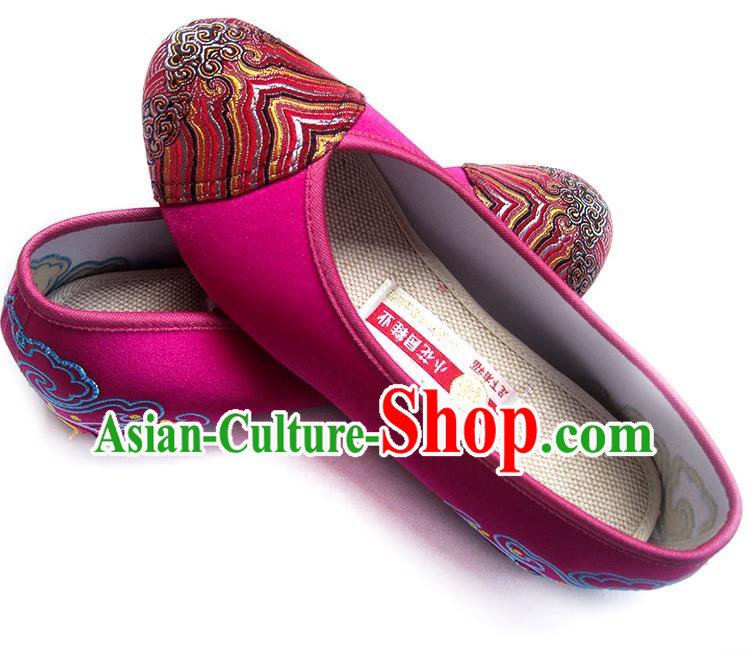 China Embroidered Rosy Satin Shoes Traditional Wedding Bride Shoes National Women Shoes China Embroidered Rosy Satin Shoes Traditional Wedding Bride Shoes National Women Shoes