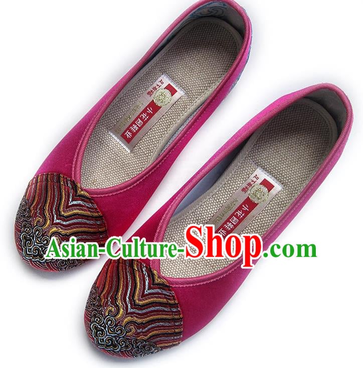 China Embroidered Rosy Satin Shoes Traditional Wedding Bride Shoes National Women Shoes China Embroidered Rosy Satin Shoes Traditional Wedding Bride Shoes National Women Shoes