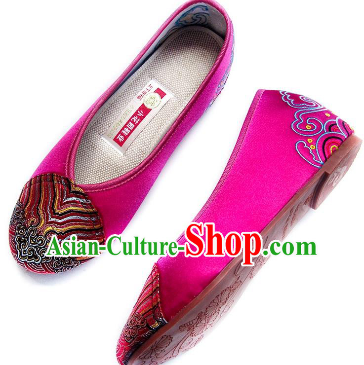 China Embroidered Rosy Satin Shoes Traditional Wedding Bride Shoes National Women Shoes China Embroidered Rosy Satin Shoes Traditional Wedding Bride Shoes National Women Shoes