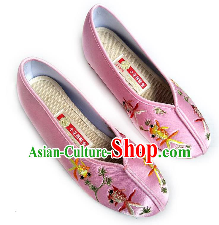China National Beijing Shoes Traditional Wedding Shoes Embroidered Pink Satin Shoes China National Beijing Shoes Traditional Wedding Shoes Embroidered Pink Satin Shoes
