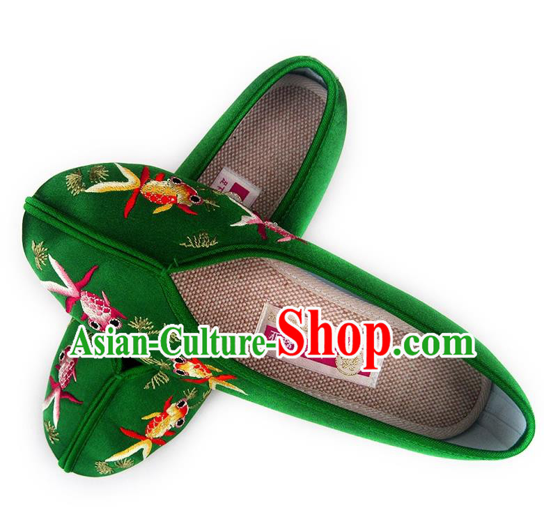 China Embroidered Green Satin Shoes National Beijing Shoes Traditional Wedding Shoes China Embroidered Green Satin Shoes National Beijing Shoes Traditional Wedding Shoes