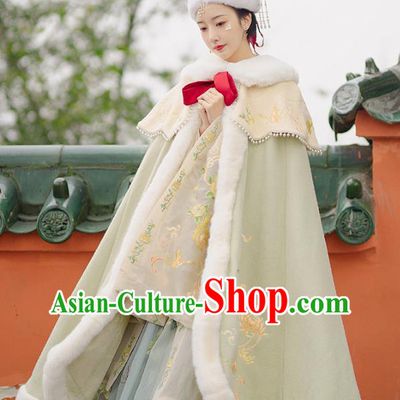China Ancient Young Mistress Hanfu Clothing Traditional Ming Dynasty Noble Women Embroidered Cloak