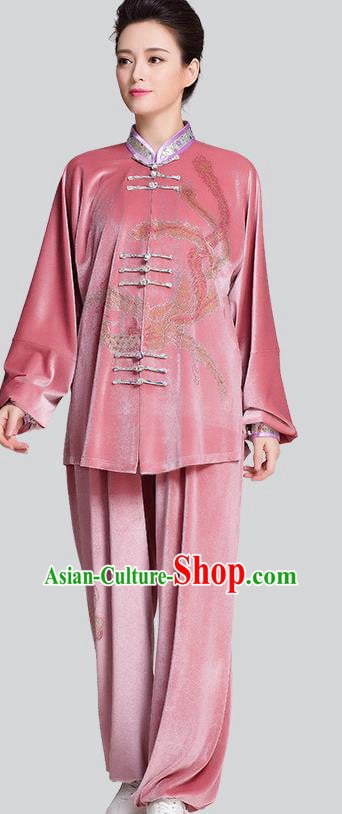 China Female Kung Fu Tai Chi Clothing Traditional Diamante Phoenix Pink Velvet Uniforms China Female Kung Fu Tai Chi Clothing Traditional Diamante Phoenix Pink Velvet Uniforms