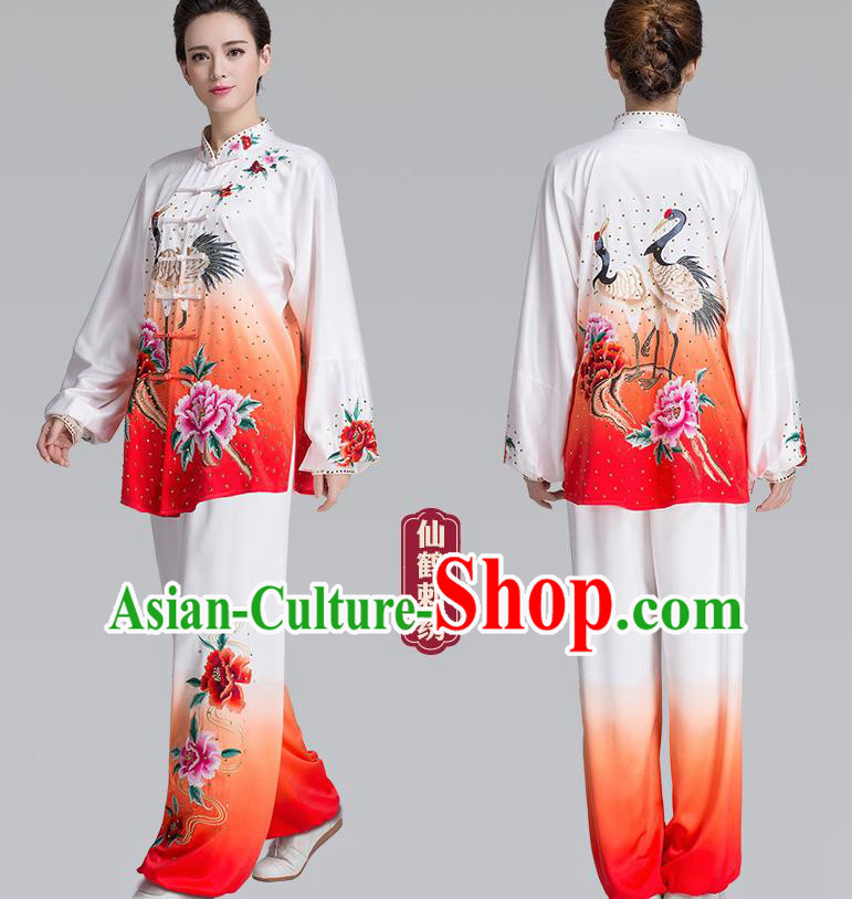 China Woman Kung Fu Tai Chi Clothing Traditional Martial Arts Embroidered Peony Uniforms China Woman Kung Fu Tai Chi Clothing Traditional Martial Arts Embroidered Peony Uniforms