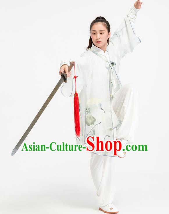China Tai Chi Training Clothing Traditional Martial Arts Ink Painting Orchids Cape China Tai Chi Training Clothing Traditional Martial Arts Ink Painting Orchids Cape