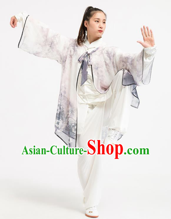 China Traditional Martial Arts Ink Painting Lotus Cape Tai Chi Training Clothing China Traditional Martial Arts Ink Painting Lotus Cape Tai Chi Training Clothing