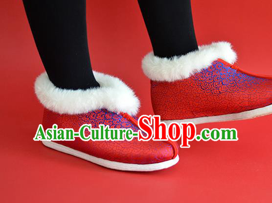China Bride Shoes Traditional Red Satin Shoes National Cotton Padded Shoes China Bride Shoes Traditional Red Satin Shoes National Cotton Padded Shoes