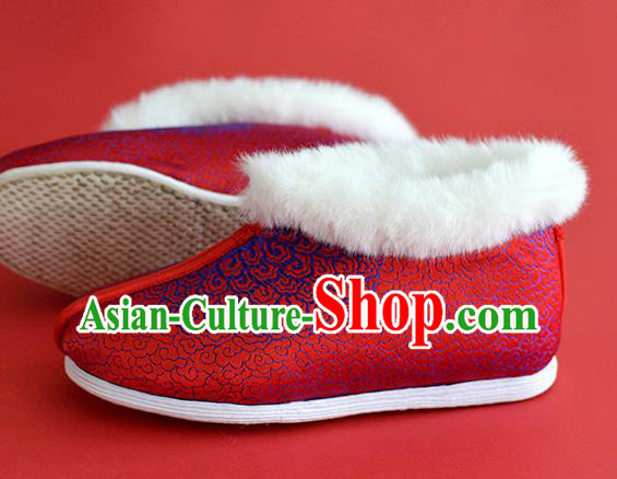 China Bride Shoes Traditional Red Satin Shoes National Cotton Padded Shoes China Bride Shoes Traditional Red Satin Shoes National Cotton Padded Shoes